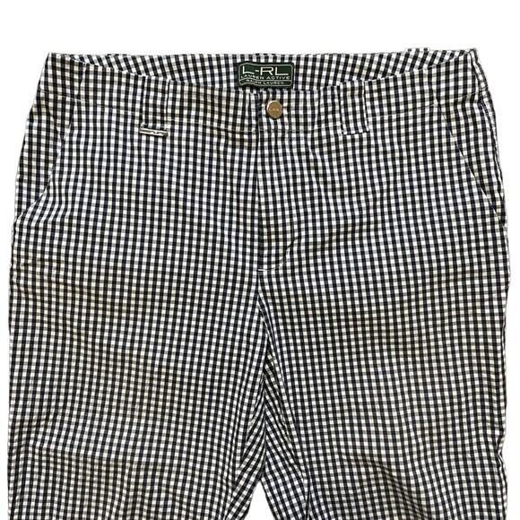 RALPH LAUREN Gingham Plaid Lightweight Capri Pants in Navy & White SZ 12 - Picture 2 of 8